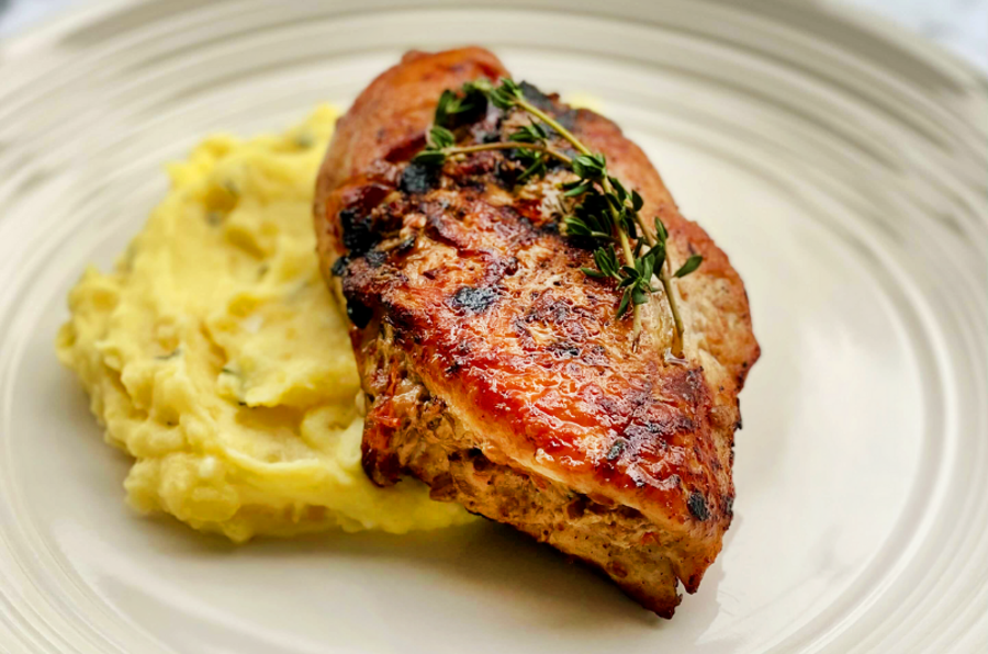 Goat Cheese & Sundried Tomato Stuffed Chicken Breast With Golden Mashed Potatoes